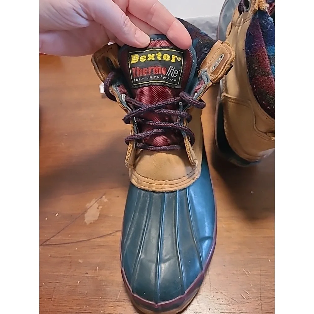 Vintage Dexter Duck Boots Brown Leather Thermolite Thin Insulated Booties Size 9